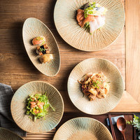 Services de table en grès céramique avec glaçure réactive, assiettes et bols, compatibles micro-ondes/lave-vaisselle, durables, modernes et luxueux