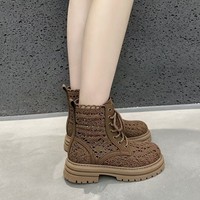 Bottes Martin à lacets en tissu tressé pour femme, nouveau style, maille ajourée respirante, tendance, polyvalentes, cool