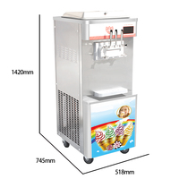 Nouvelle machine à crème glacée molle automatique à plusieurs saveurs de type plancher commercial