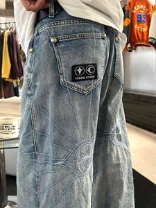 Jeans Denim Y2K di Alta Qualità Stile Spider-Man, <span class=keywords><strong>Pantaloni</strong></span> da Uomo di Marca Designer, Moda Hip Hop Elasticizzata, <span class=keywords><strong>Pantaloni</strong></span> Neri Thug Club - Product Image 5