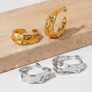 Boucles d'oreilles tendance non ternissables, plaquées or PVD 14k 18k, en acier inoxydable 316L, bijoux fins, boucles d'oreilles mode pour femmes - Product Image 1