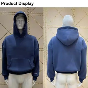 Custom logo Hoodies Unisex High Quality Anti-shrink Heavyweight Oversize Stringless Hoodie Cotton Fleece Men's Hoodies - Product Image 4