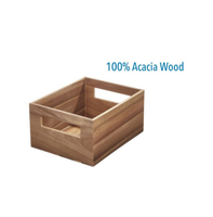 Grande boîte de rangement en bois d'acacia de taille moyenne caisse de rangement pour spaghetti de cuisine avec poignées