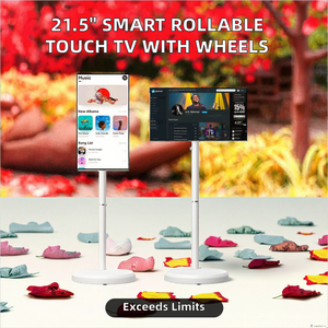 Téléviseur intelligent portable Android de 21,5 pouces avec écran tactile déroulable, haut-parleur intégré et roulettes, Full HD LED blanc - Product Image 2