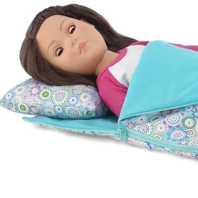 Stampa set di bambole per sacchi a pelo con cuscino e adatto per bambole americane