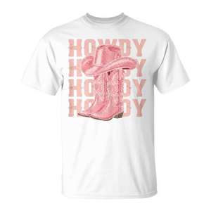 Camiseta Rosa de Vaquera Estilo Country con Diseño de Sombrero de Rodeo para Chicas del Sur del Oeste - Product Image 1