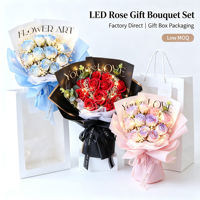 Bouquet de fleurs de savon artisanales longue durée, roses éternelles et fleurs séchées, motif ciel étoilé, pour cadeau d'anniversaire et fête des Mères