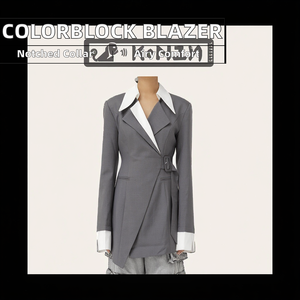 Blazer Túnica Casual para Mujer TWOTWINSTYLE, Diseño Sólido con Bloques de Color, Cinturón, Método de Tejido Entrelazado - Product Image 2