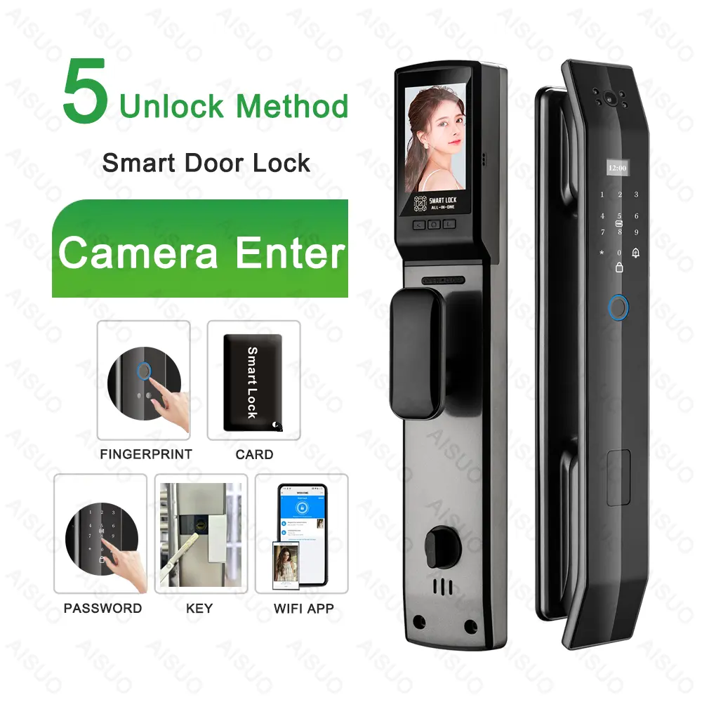 Nuovo Design WIFI APP Smart Door Lock con Monitor della fotocamera invia foto al telefono Fingerprint Lock Cerradura Inteligente Smart Lock