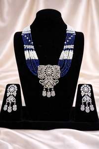 Parure de collier et boucles d'oreilles en diamant américain plaqué argent de haute qualité pour mariée, bijoux de mode pour femmes et jeunes filles - Product Image 2