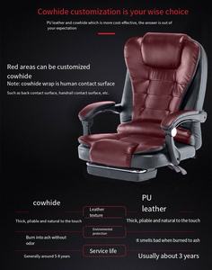 컴퓨터 사무실 의자 게으른 사람 학습 마사지 보스 안락 의자 홈 오스만 가죽 인체 공학적 회전 의자 - Product Image 3