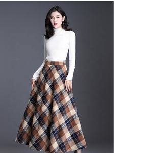 कस्टम महिला शरद ऋतु और सर्दियों के ऊनी बालों के लिए एक लाइन लंबी स्कर्ट की लंबाई वाली स्कर्ट-लाइन ऊनी मध्य लंबाई वाली स्कर्ट - Product Image 3