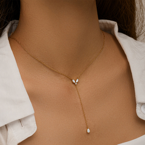 CANNER 925 <b>Sterling</b> <b>Silver</b> Inlaid Zircon Long <b>Chain</b> Y Shaped Trendy <b>Women</b> Collarbone Necklace - Product Image 4