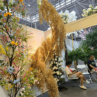 Nouvel Arrivage Arbre de fleurs de cerisier artificiel en soie couleur or, centre de table haut fait main multi-pièces pour mariage et Noël