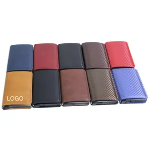 Mens Leather Wallet với RFID chặn chủ thẻ và bên trong tiền clip để giữ thẻ tín dụng và tiền mặt