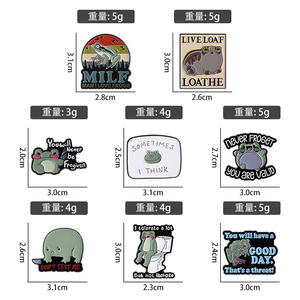 دبابيس سلسلة اقتباسات الضفدع اللطيفة الكرتونية لا تختبرني مع السكين الضفدع هدايا المينا للأصدقاء - Product Image 6