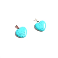 HUIYING Vente en gros de pendentifs cœur en pierre précieuse bleu turquoise pour la fabrication de colliers et de bracelets