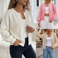 Cardigan ample pour femme, style européen et américain, décontracté et confortable, en maille, vêtement d'extérieur vintage, pull, fournisseur OEM avec logo personnalisé