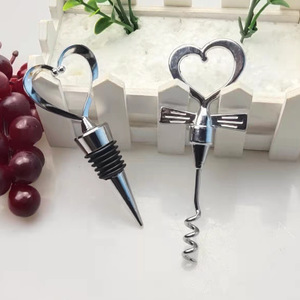 Heart Shape Metal Wine Bottle Stopper And Corkscrew Set For Valentine's Day Gifts Simple Style Zinc Alloy - Product Image 1