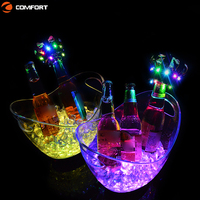 Seau à glace en acrylique rechargeable lumineux avec logo personnalisé pour bars, clubs, restaurants, fêtes, boissons, bières et vins