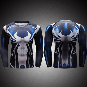 Cody Lundin Gym <strong>Clothes</strong> Men Polyester Spandex T Shirts <strong>Spiderman</strong> Compression Long Sleeve T Shirt - Product Image 4