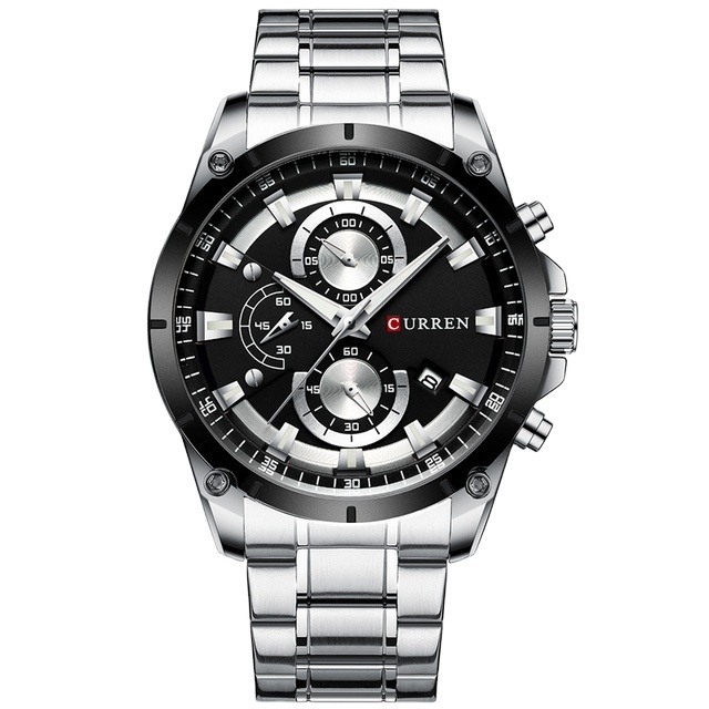 CURREN 8360 Men's Original Movement Quartz Watch Fancy Stainless Steel Chronograph Calendar Date Display Sport Watch
