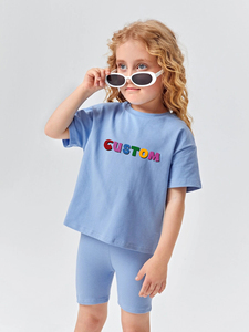 Tenues <span class=keywords><strong>de</strong></span> <span class=keywords><strong>cyclisme</strong></span> simples personnalisées, vêtements décontractés, survêtement, ensemble <span class=keywords><strong>de</strong></span> shorts <span class=keywords><strong>de</strong></span> motard pour enfants, vente à chaud - Product Image 3