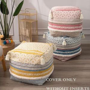 Tabouret Cube Moderne Touffeté Décoratif <span class=keywords><strong>Pouf</strong></span> Non Rembourré Ferme Casual <span class=keywords><strong>Pouf</strong></span> <span class=keywords><strong>Pouf</strong></span> Couverture Grands Glands Tissé à la Main École Appartement - Product Image 4