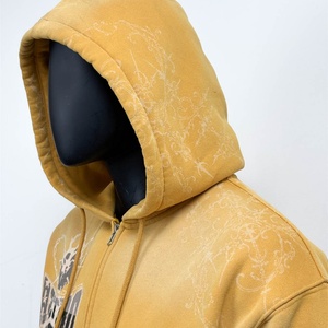 Veste à capuche zippée graphique en coton lourd vintage délavé à l'acide personnalisée TOPSHOW Streetwear pour hommes - Product Image 2