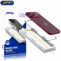 Pemasangan Mudah Magic Box Anti-Sidik Jari Pelindung Layar Kaca Tempered 9H Anti Pecah untuk iPhone 17 18 Pro Max 16 15 Plus