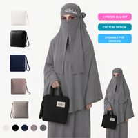 Ensemble de prière pliable Abaya Jilbab avec Niqab, Robe musulmane avec sac, Tenue de voyage, Vêtements islamiques, Ensemble hijab musulman