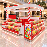 Kiosque de présentation de bonbons moderne et écologique personnalisé avec éclairage LED et design de mobilier commercial haut de gamme pour les magasins de détail