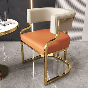 Silla de Comedor Moderna de Metal de Lujo con Tapicería de Cuero PU, Ecológica y Duradera para el Hogar, Oficina, Hotel, Salón de Uñas - Product Image 2