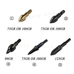 Linkboy Bắn Cung 75 - 125 Hạt Lĩnh Vực Điểm Mũi Tên Đầu Vít Trong Mũi Tên Điểm Cho Mục Tiêu Săn Bắn Và Bắn Súng - Product Image 2