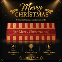 Chemin de lit de Noël, couvre-lit rayé Joyeux Noël, nappe, tissu recyclé RPET, dos antidérapant, décoration personnalisée pour la maison