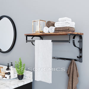 VASAGLE <span class=keywords><strong>Porte</strong></span> <span class=keywords><strong>Manteau</strong></span> Industriel <span class=keywords><strong>Étagère</strong></span> <span class=keywords><strong>Murale</strong></span>, <span class=keywords><strong>Manteau</strong></span> Crochets <span class=keywords><strong>Étagère</strong></span> avec Penderie, 5 en métal Amovible Crochets et <span class=keywords><strong>Étagère</strong></span> De Rangement - Product Image 3