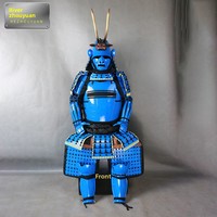 Maßgefertigte Herren-ODM-Echo-Japanische-Samurai-Rüstung im Modernen Gusoku-Stil mit Blauen Hörnern, Halloween-Film- und TV-Requisiten, Tragbar, Laserbedruckt