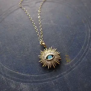 BD-A1231 collar de lujo con abalorio de oro, collar con colgante de turquesa delicada, collar de ojo de <span class=keywords><strong>diablo</strong></span> relleno de oro de 18k joyería - Product Image 1