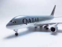 Qatar Airways Airbus A380 avion modèle 18.5 ''47 CM avion en résine moulé sous pression jouet avec lumière LED trains d'atterrissage pour cadeau pilote