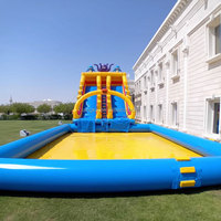 Toboggan aquatique gonflable commercial, combo parc aquatique poulpe, château gonflable et toboggan humide et sec