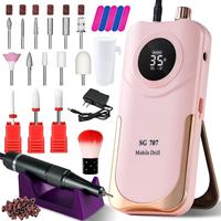 Kit de perceuse à ongles Portable électrique professionnel 35000 tr/min Rechargeable pour l'enlèvement de vernis à ongles Gel manucure Salon outil à la maison
