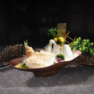 Hot pot style montagne, bœuf séché frais, plateau de glace, bœuf gras fraîchement tranché, plateau spécial pour fruits de mer d'hôtel, saumon - Product Image 3