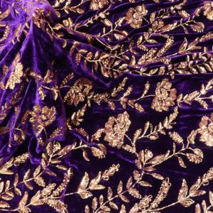2024 High Quality <strong>Purple</strong> Silk Velvet Fabric with 3 mm <strong>Sequins</strong> Fashion Fabric for Women's Dress Ladies' Costume Fabric - Product Image 4