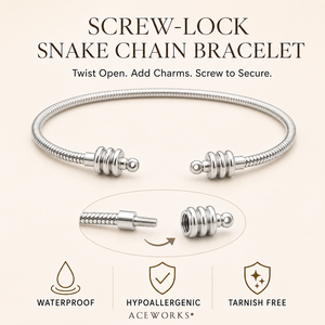 Pulsera de Cadena de Serpiente con Cierre de Rosca para Mujer |   Soporte para Dijes de Acero Inoxidable con Extremo Roscado para Fabricación de Joyas |   A la Moda e Impermeable - Product Image 1
