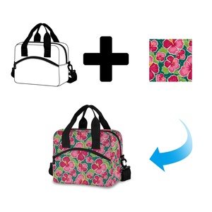 Sac à déjeuner isotherme en nylon imprimé personnalisé, réutilisable, pour pique-nique en plein air, écologique, motif fleur d'hibiscus, pour adultes et femmes - Product Image 1