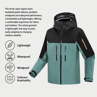 Veste à capuche unisexe à coque rigide avec logo personnalisé, vêtements d'extérieur imperméables résistants au vent pour l'alpinisme, le camping et les voyages