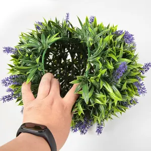 ZC Artificial Lavender Topiary Ball Potted Bushes UV Resistant Potted Plants For Indoor Outdoor Home Garden