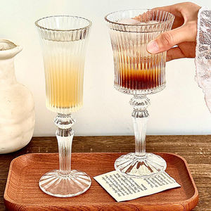 Verre à vin à pied en verre cannelé <span class=keywords><strong>français</strong></span>, gobelet à rayures verticales pour cocktails, idéal pour bar, fête, mariage, vaisselle de bar - Product Image 6