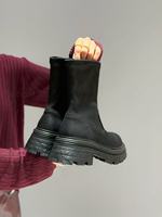 Nouvelles chaussures pour femmes d'automne, noires, à semelles épaisses, talons hauts, fermeture éclair latérale, bottes courtes élastiques couleur chair