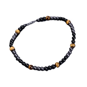 Vente en gros d'agate naturelle bleu oeil de tigre perle collier de <span class=keywords><strong>pierre</strong></span> <span class=keywords><strong>onyx</strong></span> noir <span class=keywords><strong>bijoux</strong></span> en cristal de guérison pour hommes femmes cadeau en forme de boule - Product Image 3